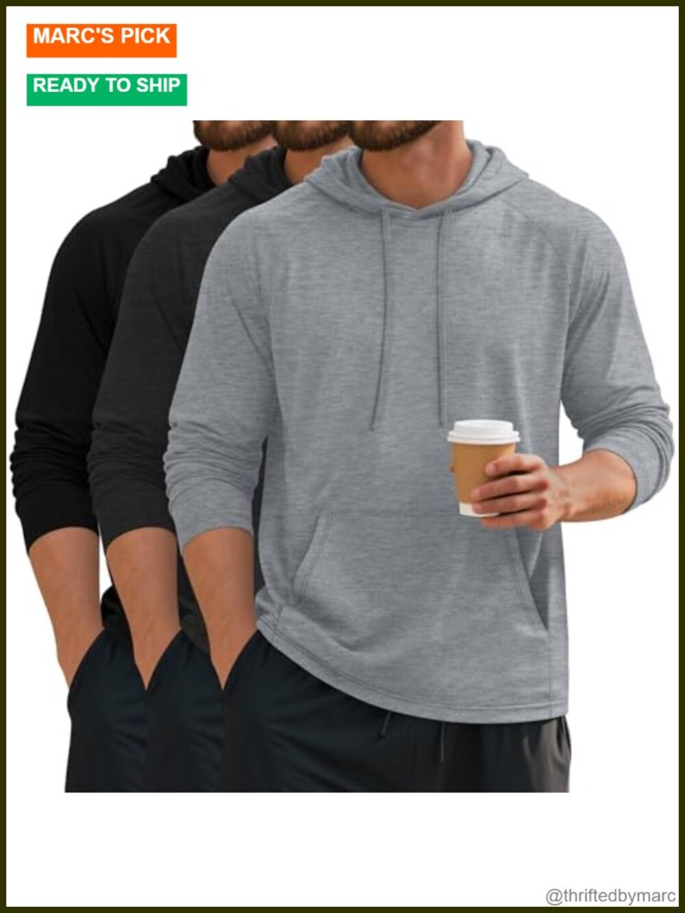 3 Pack Big & Tall Mens Lightweight Pullover Hoodies Athletic